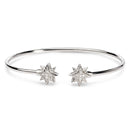 .925 Sterling Silver Diamond Accent Star Flexy Open Bangle Bracelet