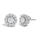 10K White Gold 1 1/2 Cttw Lab Grown Diamond Halo Stud Earrings