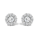 10K White Gold 3.0 Cttw Lab Grown Diamond Halo Stud Earrings