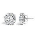 10K White Gold 3.0 Cttw Lab Grown Diamond Halo Stud Earrings