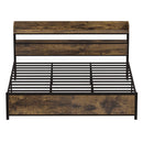 Queen LED Bed Frame with Power Outlets and Storage Headboard