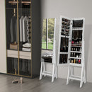 LED Jewelry Cabinet Armoire Organizer with Bevel Edge Mirror