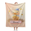 Personalized Kawaii Duck Blanket | Custom Name | Blue Hat Duck Throw