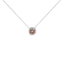 14K White Gold 2 3/8 Cttw Lab Grown Pink Diamond Solitaire with Halo Pendant Necklace - 17" Inches