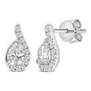 14K White Gold 5/8 Cttw Lab Grown Diamond Tear Drop Halo Stud Earring