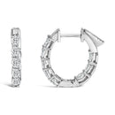 14K White Gold 2 3/4 Cttw Oval Cut Lab Grown Diamond Inside Out Hoop Earrings