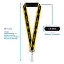 Lanyard - 1.0" - BATMAN Logo Stripe Yellow Black