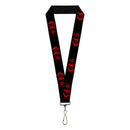 Lanyard - 1.0" - Bat Logo Harley Quinn Diamonds Black Red