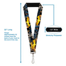 Lanyard - 1.0" - Bat Shield Urban Legend Action Poses Fire Full Color Golden Yellow