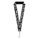Lanyard - 1.0" - Batman Gotham City Graffiti Collage Black/White