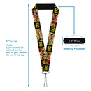 Lanyard - 1.0" - Vintage DC Comics Superhero and Logos Collage Black