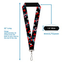 Lanyard - 1.0" - Harley Quinn Shooting Poses Diamonds Black Red White