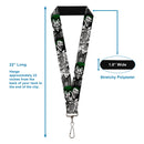 Lanyard - 1.0" - Joker Laughing Poses Black White Green