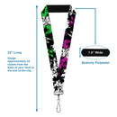Lanyard - 1.0" - Joker Smiling Harley Quinn Eyes Splatter Black White Purple Green