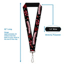 Lanyard - 1.0" - HARLEY QUINN GOOD TO BE BAD Collage Black Red Pinks