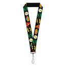 Lanyard - 1.0" - Justice League Superhero Logos CLOSE-UP Black