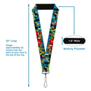 Lanyard - 1.0" - The Justice League 12-Superhero Group Pose Blues