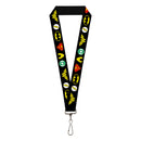 Lanyard - 1.0" - Justice League 6-Superhero Logos Black