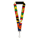 Lanyard - 1.0" - Justice League 5-Superhero Textured Logo CLOSE-UP Blocks