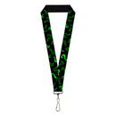 Lanyard - 1.0" - Question Mark Scattered2 Black Neon Green