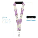 Lanyard - 1.0" - GILMORE GIRLS Title Logo and Flower Petals Lavender/White/Blue
