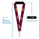 Lanyard - 1.0" - Wonder Woman Logo Floral Collage Purple Pinks Gold