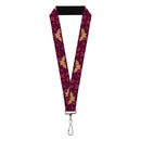 Lanyard - 1.0" - Wonder Woman Logo Floral Collage Purple Pinks Gold