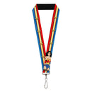 Lanyard - 1.0" - WONDER WOMAN Pose Logo Stripe Stars Red Gold Blue White