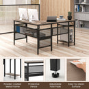 L-Shaped Computer Desk with Charging Station and Adjustable Shelf-Gray
