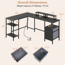 L Shaped Desk with Power Outlet Reversible Computer Desk with Monitor Stands