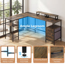 L-Shaped Desk with Power Outlet and Monitor Stands