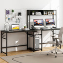 L-shaped Desk with Power Outlet Hutch
