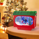59 Inch Christmas Street Lamp with Sound-Activated Snow Globe Lantern-Red