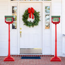 59 Inch Christmas Street Lamp with Sound-Activated Snow Globe Lantern-Red