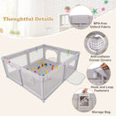 Large Baby Playpen with Pull Rings and Ocean Balls-Gray