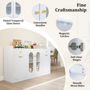 Large Buffet Cabinet Hidden Tilt Out Trash Can Cabinet with 2 Glass Doors