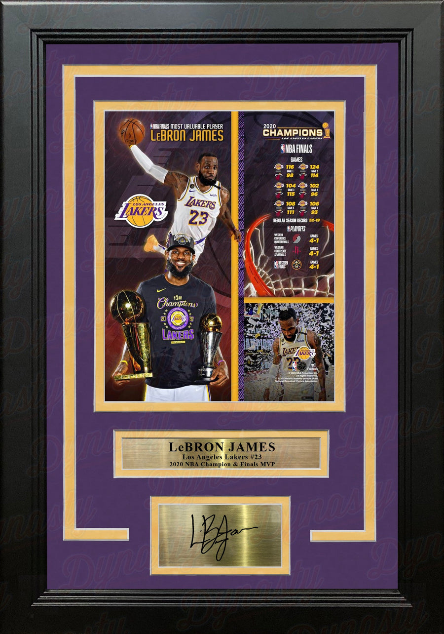 LeBron James 2020 NBA Champions LA Lakers 8x10 Framed Collage Photo with Engraved Autograph