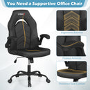 Leather Office Chair Ergonomic Computer Desk Chair with Flip-up Armrests
