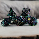 Legends of Valhalla - Matte Black and Iridescent Hollow Metal Dice Set
