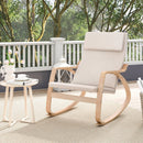 Stable Wooden Frame Leisure Rocking Chair with Removable Upholstered Cushion
