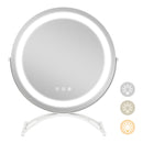 16 x 16 Inch Round LED Vanity Mirror with 3-Color Lighting and Brightness Dimming