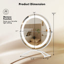 16 x 16 Inch Round LED Vanity Mirror with 3-Color Lighting and Brightness Dimming