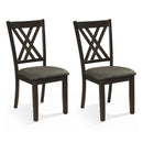 Linen Fabric Upholstered Wooden Dining Chair Set of 2 with Rubber Wood Frame for Dining Room
