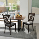 Linen Fabric Upholstered Wooden Dining Chair Set of 2 with Rubber Wood Frame for Dining Room