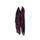 Lipstick Lover Kiss Print Scarf in Scarlet and Black