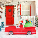 7.7 Feet Long Christmas Inflatable Santa Claus and Reindeer Riding Red Car with Gift Bag and 9 LED White Lights