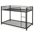 Low Profile Twin Over Twin Metal Bunk Bed with Full-length Guardrails