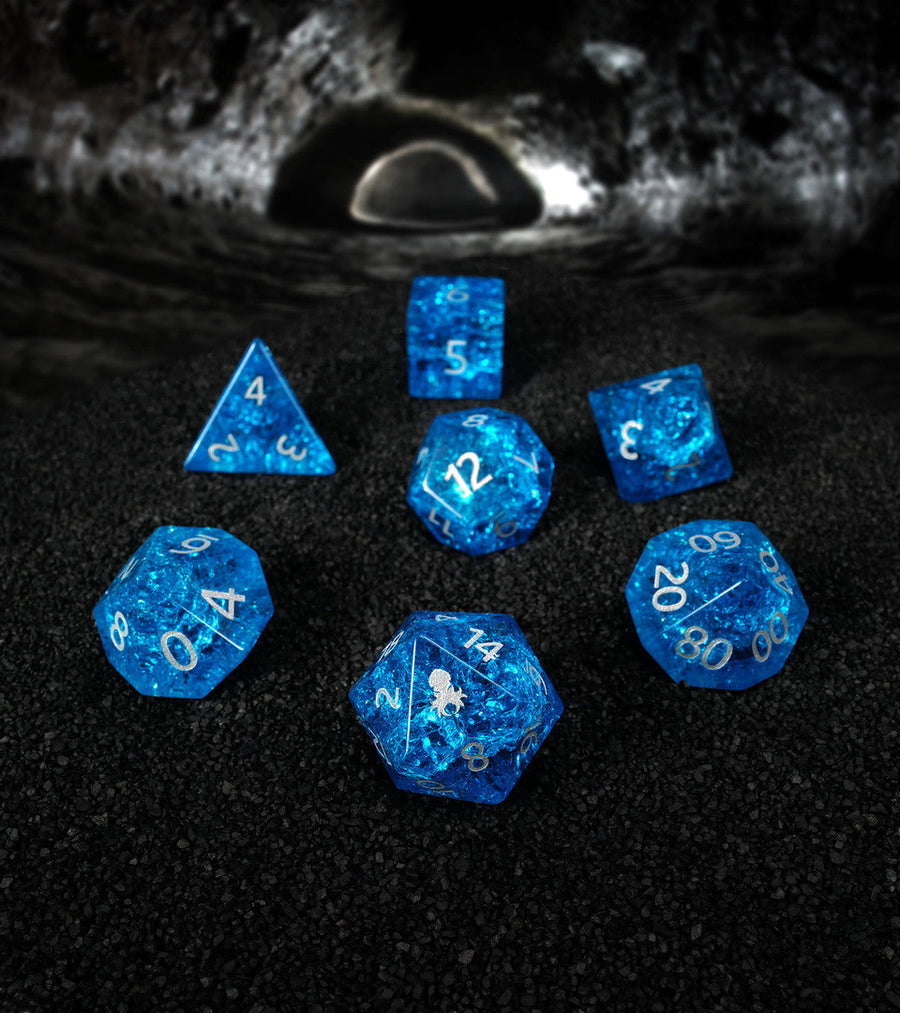 Kraken Dice Cracked Glass 7pc Dice Set