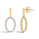 14K Yellow Gold Graduating 1/2 Cttw Diamond Oval Dangle Earrings