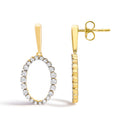 14K Yellow Gold Graduating 1/2 Cttw Diamond Oval Dangle Earrings